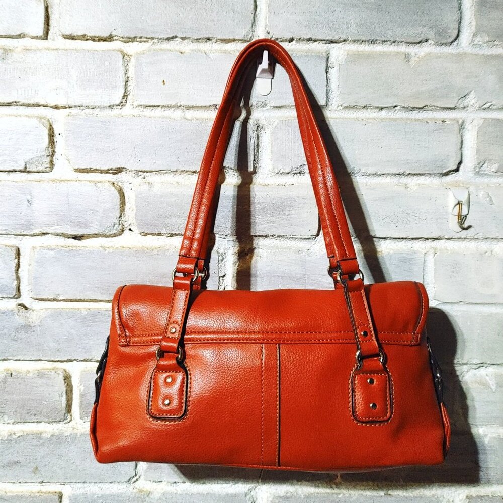 Relic Burnt Orange Tote Handbag Shoulder Bag Double Handles Faux Leather Buckle